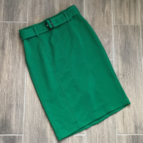 Ann Taylor Belted Seamed Pencil Skirt Kelly Green - Picture 6 of 9